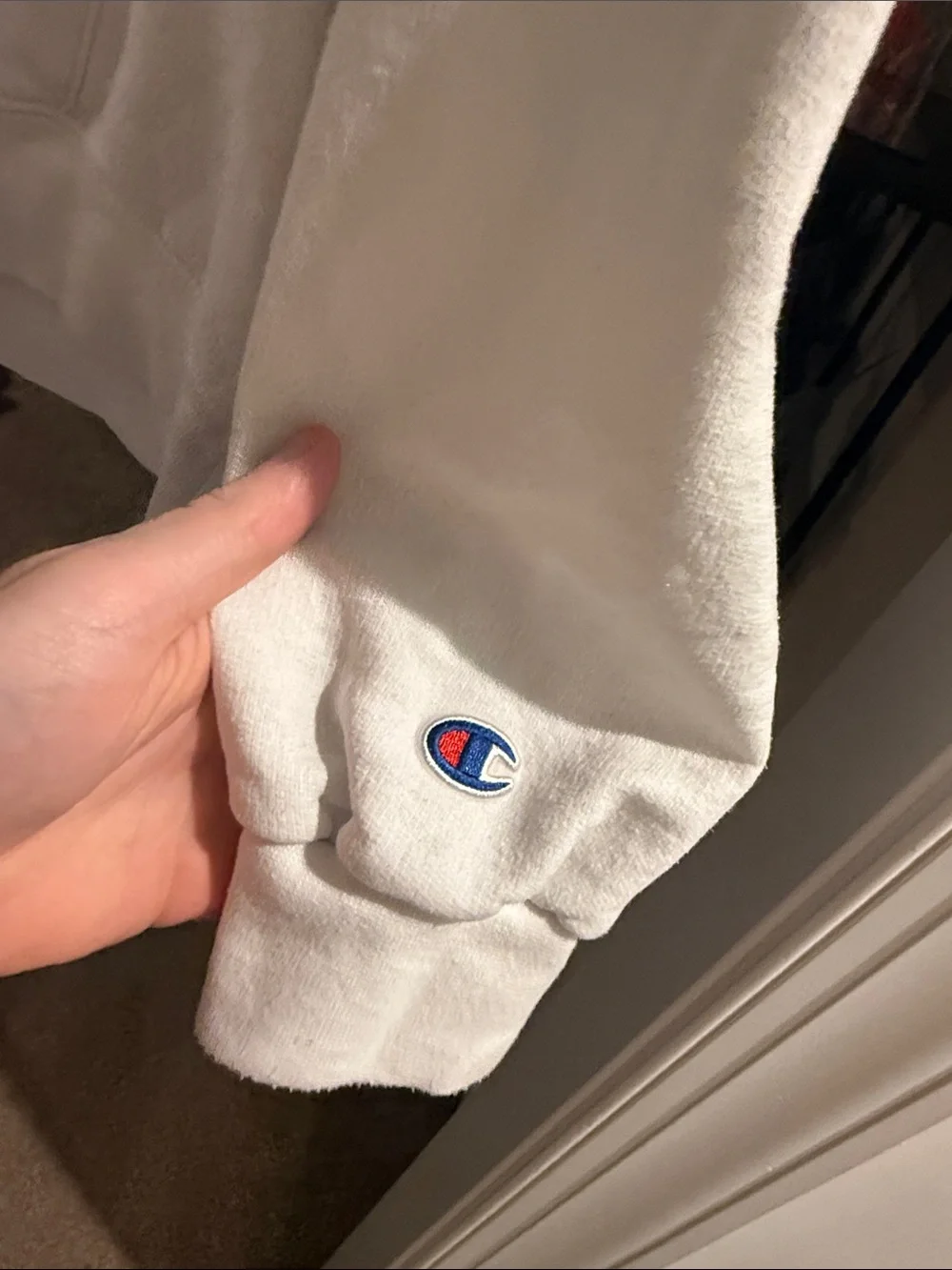 Champion White Hoodie with Red and Navy 'OLE MISS' Chest Logo